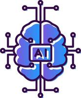 artificial inteligência gradiente preenchidas ícone vetor