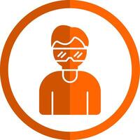 virtual óculos glifo laranja círculo ícone vetor
