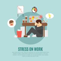 Estresse, trabalho, apartamento, ícone vetor