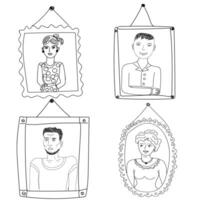 conjunto do retratos do pessoas desenhado dentro a Formato do esboços dentro rabisco estilo vetor