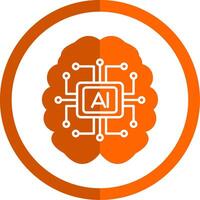 artificial inteligência glifo laranja círculo ícone vetor