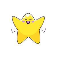 desenho animado fofa estrela, kawaii cintilação emoji personagem vetor