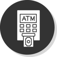 atm máquina glifo cinzento círculo ícone vetor