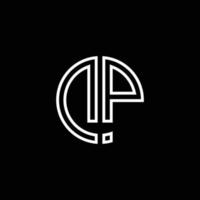 dp monograma logotipo círculo fita estilo esboço modelo de design vetor