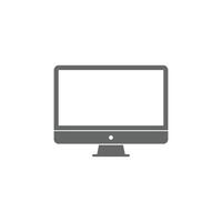 cinzento computador monitor ícone isolado em branco fundo vetor