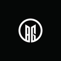 Logotipo do monograma bg isolado com um círculo giratório vetor