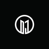 logotipo do monograma dj isolado com um círculo giratório vetor