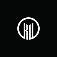 Logotipo do monograma ku isolado com um círculo giratório vetor