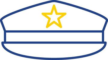 ícone de duas cores de linha de chapéu militar vetor