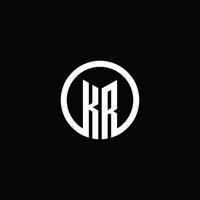 Logotipo do monograma kr isolado com um círculo giratório vetor