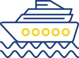 cruzeiro navio linha dois cor ícone vetor