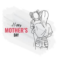 feliz mães dia com mãe e filha amor relação, minimalista cartão para mãe dia, minimalista arte vetor