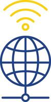ícone de duas cores de linha global vetor