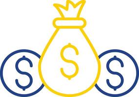 ícone de duas cores de linha de saco de dinheiro vetor