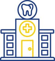 ícone de duas cores de linha de clínica odontológica vetor