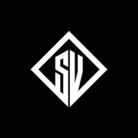 Monograma do logotipo sv com modelo de design de estilo de rotação quadrada vetor