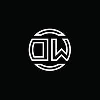 Monograma de logotipo dw com modelo de design arredondado de círculo de espaço negativo vetor