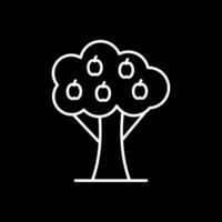 ícone invertido de linha de árvore frutífera vetor