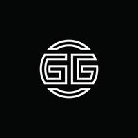 Monograma do logotipo gg com modelo de design arredondado de círculo de espaço negativo vetor