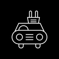 ícone invertido de linha de carro elétrico vetor