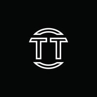 Monograma do logotipo tt com modelo de design arredondado de círculo de espaço negativo vetor