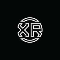 Monograma do logotipo xr com modelo de design arredondado de círculo de espaço negativo vetor
