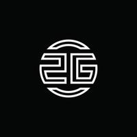 Monograma do logotipo zg com modelo de design arredondado de círculo de espaço negativo vetor