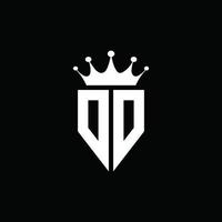 Estilo do emblema do monograma do logotipo dd com modelo de design em forma de coroa vetor