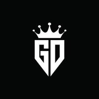 Estilo do emblema do monograma do logotipo da gd com modelo de design em forma de coroa vetor