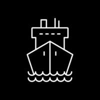 ícone invertido de linha de navio de carga vetor