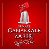 ilustração vetorial. Feriado nacional de 18 mart canakkale zaferi, 1915 o dia em que o monumento da vitória de canakkale da vitória dos otomanos. vitória de canakkale feliz feriado vetor