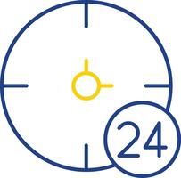 ícone de duas cores de linha de 24 horas vetor