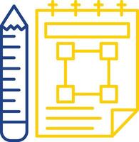 ícone de duas cores da linha do caderno de esboços vetor