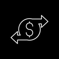 ícone invertido de linha de transferência de dinheiro vetor