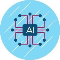 artificial inteligência plano azul círculo ícone vetor