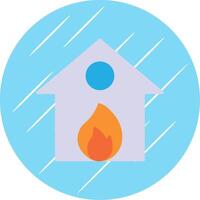 queimando casa plano azul círculo ícone vetor