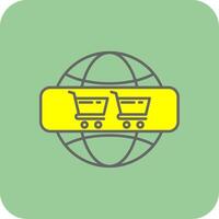 conectados compras preenchidas amarelo ícone vetor