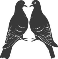 ai gerado silhueta pomba pássaro animal casal Pombo Preto cor só vetor