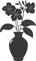 silhueta pervinca flor dentro a vaso Preto cor só vetor