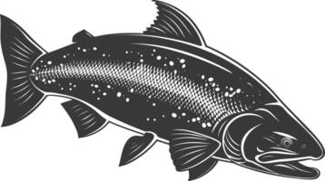 silhueta salmão peixe animal Preto cor só cheio corpo vetor