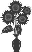 silhueta girassol flor dentro a vaso Preto cor só vetor