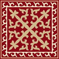 vermelho com ouro quadrado cazaque nacional ornamento. étnico padronizar do a povos do a ótimo estepe, .mongóis, quirguiz, Kalmyks, buryats vetor