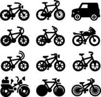 bicicleta ícone plano Projeto ilustração do ciclismo símbolo com corrida bicicleta e montanha bicicleta silhueta logotipo projeto, simples linha em mínimo fundo vetor