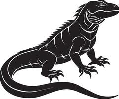 iguana Preto e branco ilustração isolado em branco fundo. vetor