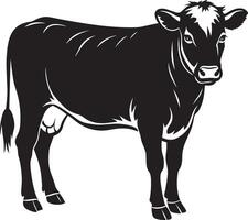 vaca. Fazenda animal. Preto e branco ilustração do uma vaca. vetor