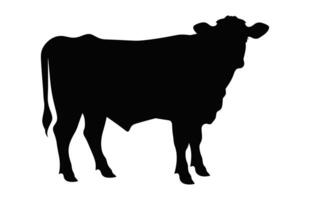 hereford vaca Preto silhueta isolado em uma branco fundo vetor