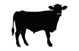 hereford vaca Preto silhueta isolado em uma branco fundo vetor