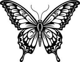 borboleta - Preto e branco isolado ícone - ilustração vetor