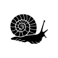 Caracol silhueta ícone. lesma dentro Concha rastejar pictograma. hélice lento, fofa escargot em movimento. viscoso comestível espiral molusco símbolo coleção. animais selvagens conceito. isolado ilustração. vetor