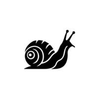 Caracol silhueta ícone. lesma dentro Concha rastejar pictograma. hélice lento, fofa escargot em movimento. viscoso comestível espiral molusco símbolo coleção. animais selvagens conceito. isolado ilustração. vetor